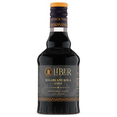 Liber & Co. bottle front view showcasing premium kola syrup and label benefits