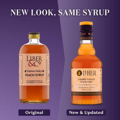 Liber & Co. Bellini cocktail made with syrup showing bright peach flavor boost
