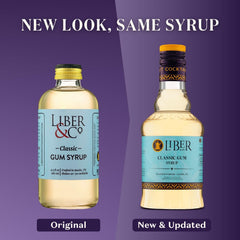 Liber & Co. bottle next to measuring jigger showing 12.7 oz scale advantage