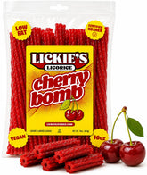 Lickies Licorice front packaging showcasing bright cherry flavor and retro appeal