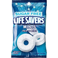 Open Life Savers bag with mints spilled onto surface illustrating easy access and sharing