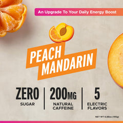 LIFEAID close-up of FITAID Peach Mandarin can label highlighting 200mg caffeine and vitamin blend
