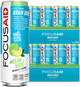 LIFEAID FOCUSAID front can view showing melon maté flavor for clean energy