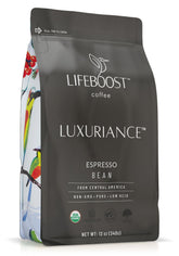 LIFEBOOST front packaging showing organic label and 12 oz bag benefit clarity