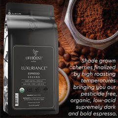 Lifeboost bean roast close-up highlighting dark roast and rich flavor