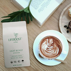 Lifeboost 12 oz bag beside a measuring cup showing size and portion