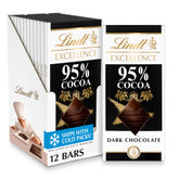 Lindt EXCELLENCE 95% front packaging showing 12-pack convenience and premium look