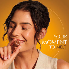 Split Lindt truffle revealing molten caramel center for indulgent texture