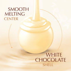 Lindt LINDOR truffle broken open revealing creamy center and smooth texture