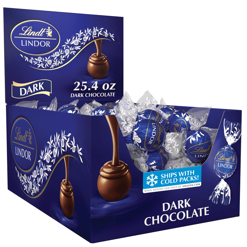 Lindt LINDOR front box showing 60-count and premium packaging benefit