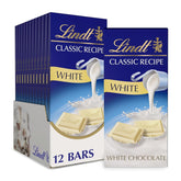 Lindt white chocolate front packaging showing brand and pack count for gifting
