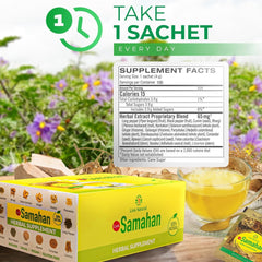 LINK SAMAHAN loose herb blend display showing natural botanical variety