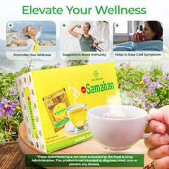 LINK SAMAHAN powder texture on spoon showing fine herbal blend and aroma
