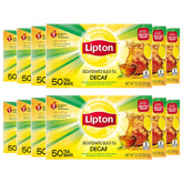 Lipton decaf front packaging showing brand and pack count for convenience
