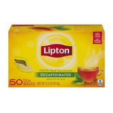 Lipton decaffeinated front packaging showing brand and two-box value