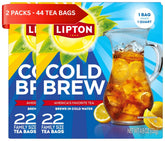 Lipton front packaging showing family-size 44 tea bags and convenience