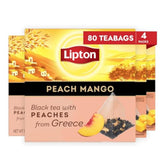Lipton front packaging showing Peach Mango blend and pyramid design benefit fresh storage