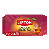 Lipton front packaging showing 120 tea bags and clear labeling, quick selection benefit