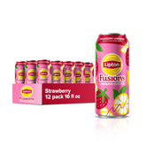 Lipton can front packaging showing flavor and size, delivers refreshing convenience