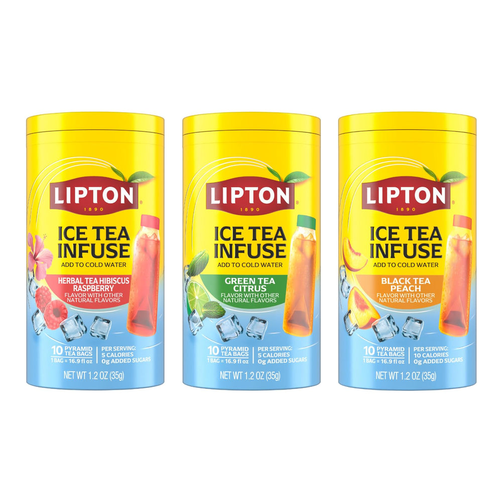 Lipton front packaging showing variety pack and easy cold-brew use