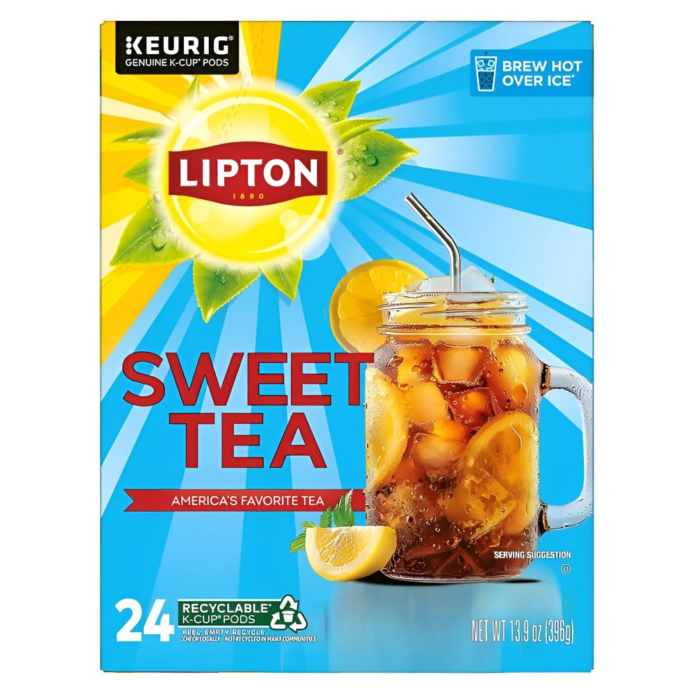 Lipton front box of 24 K-Cup pods showing brand and convenience