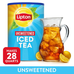 Lipton iced tea pitcher served with ice and lemon, brand refreshment for gatherings