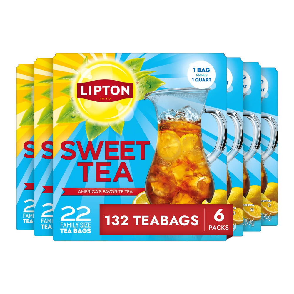 Lipton box front showing Southern Sweet tea family-size for convenient pitchers