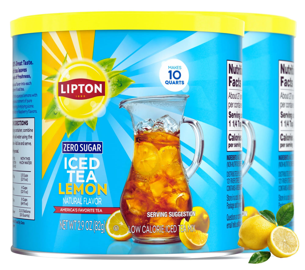 Lipton canister front label showing product name and lemon benefit