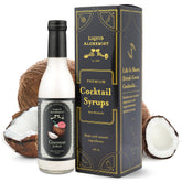 Liquid Alchemist front packaging showing coconut syrup and serving idea benefits convenience
