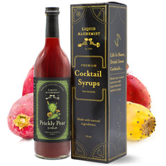 Liquid Alchemist front bottle showing prickly pear syrup and brand benefit