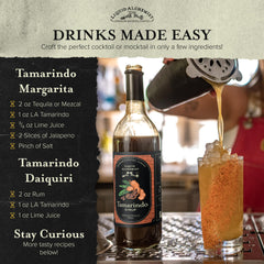 Liquid Alchemist tamarind margarita served with lime garnish demonstrating cocktail use