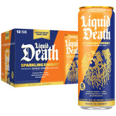 Liquid Death front can Orange Horror showing bold label and flavor appeal