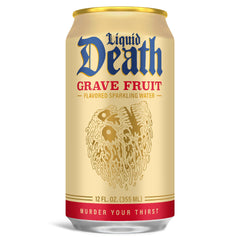 Liquid Death can close-up showing textured label and metallic finish enhancing grip appeal