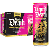 Liquid Death Scary Strawberry front packaging showing bold can art and branding benefit: standout shelf appeal