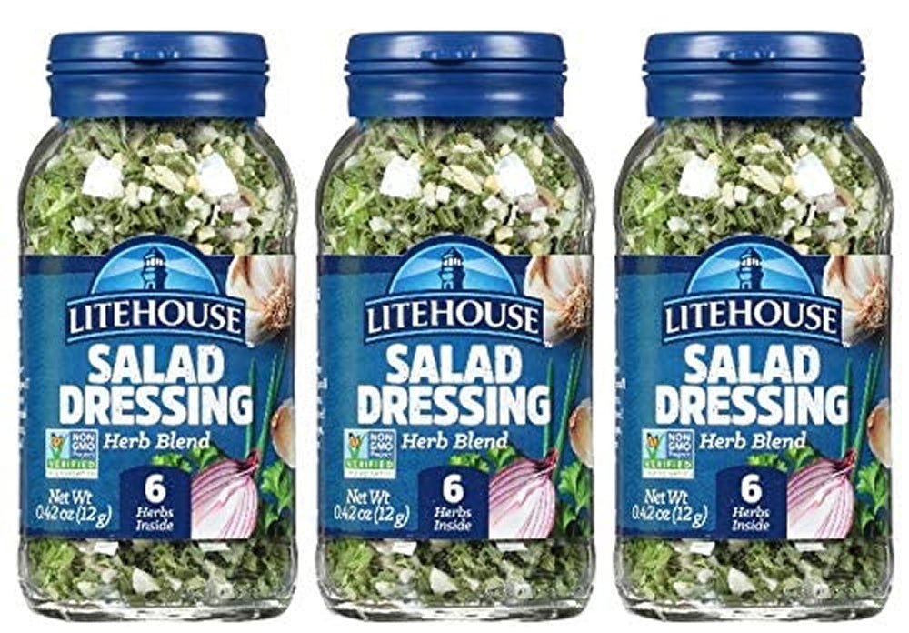 LITEHOUSE front packaging showing salad herb blend and benefits