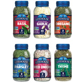 Litehouse front view of six-pack jars showing variety and shelf-ready convenience