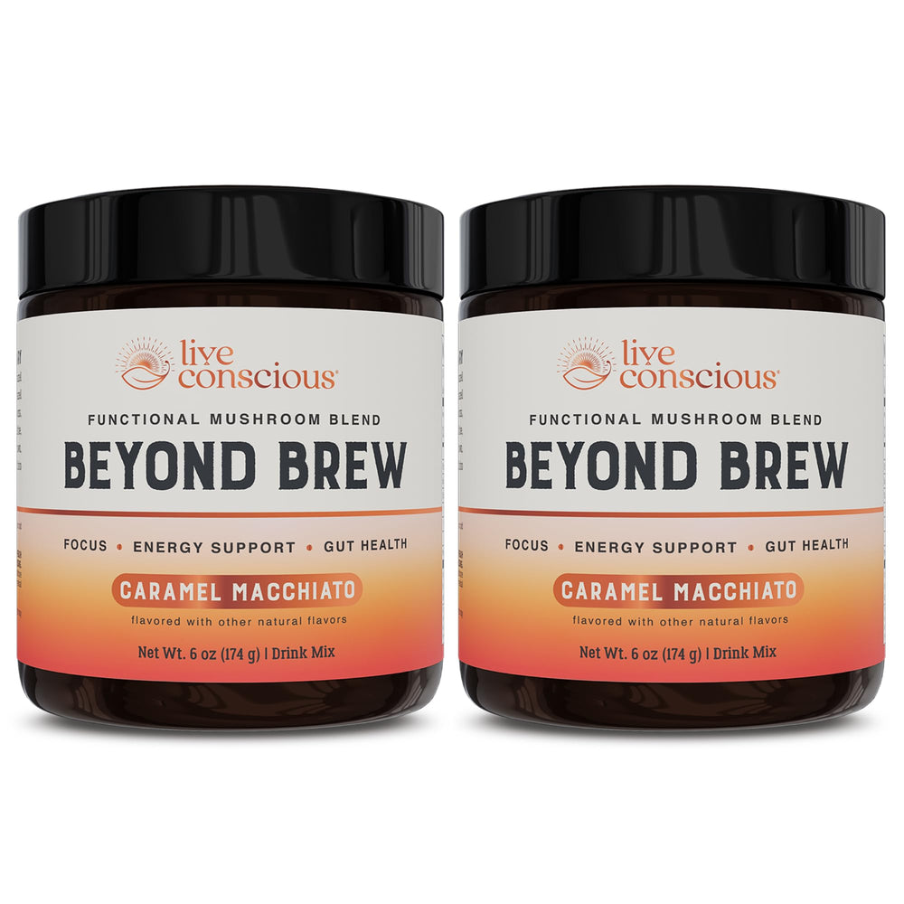 Live Conscious front packaging showing product name and caramel macchiato flavor benefit