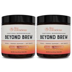 Live Conscious front packaging showing product name and caramel macchiato flavor benefit