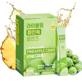 LIVELING front packaging showing pineapple-plum ACV sticks and benefits