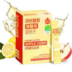 LIVELING front packaging showing 30 lemon ACV stick packs for convenience