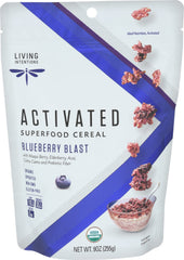 Living Intentions front packaging showing blueberry cereal and benefits
