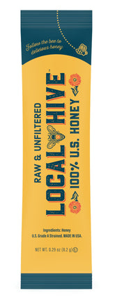 Local Hive Honey front packaging showing 10 single-serve sticks and convenience