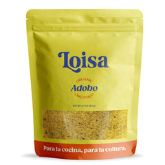 Loisa adobo front packaging showing label and organic seal, highlights clean ingredients