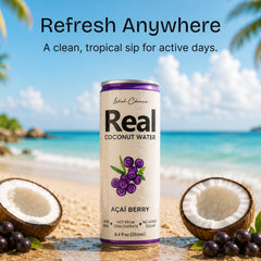 lōkal chōice close-up can droplets emphasizing cold refreshment and pure coconut texture