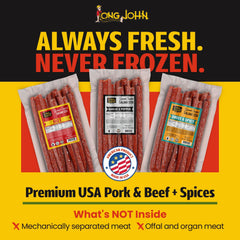 Long John Snacks label and ingredients list showing small-batch craftsmanship and quality