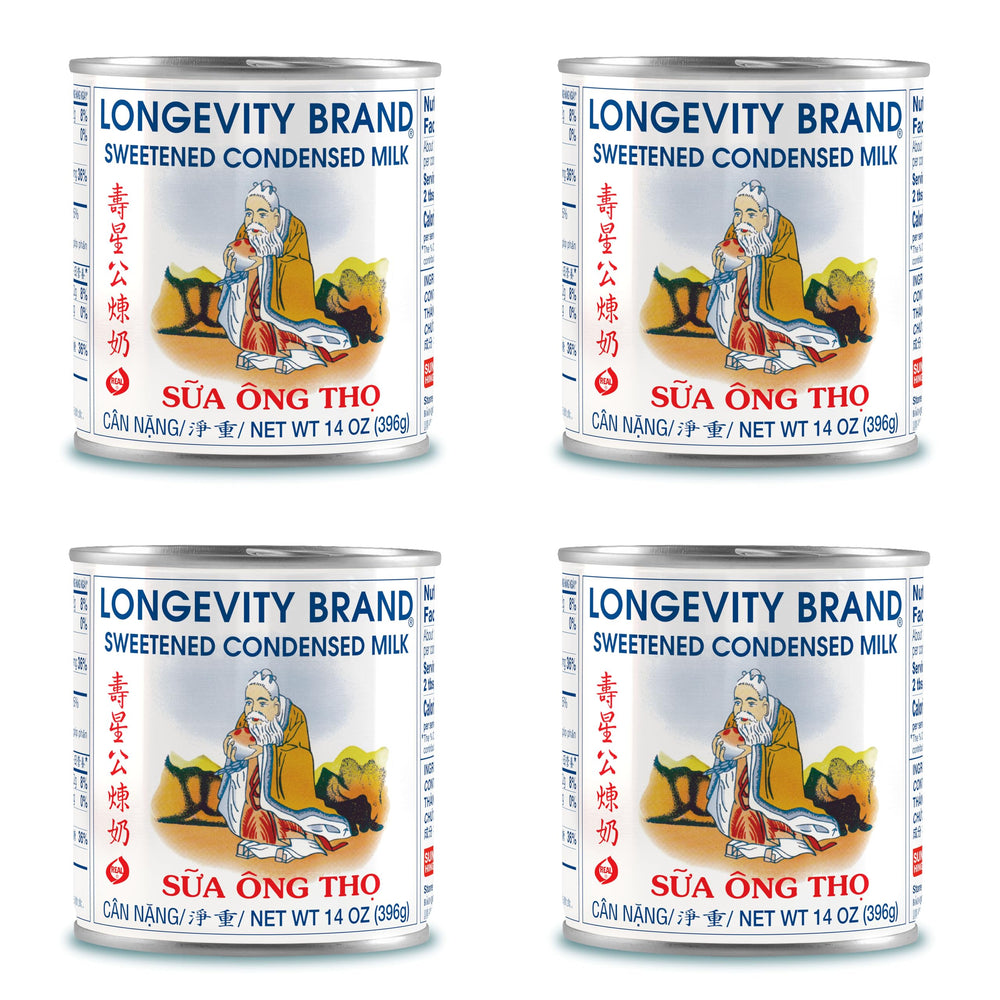 Longevity front packaging showing four 14-ounce cans useful for pantry stocking