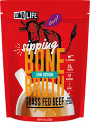 LonoLife front package display showing low sodium beef broth benefit