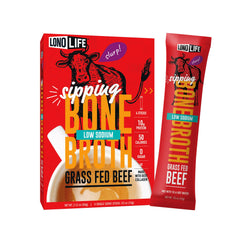 LonoLife front packaging showing low sodium bone broth benefits