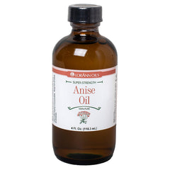 LorAnn Oils front view of 4 ounce anise oil bottle showing packaging and size benefit