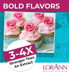 LorAnn flavor drop falling into mixing bowl for quick recipe boosts